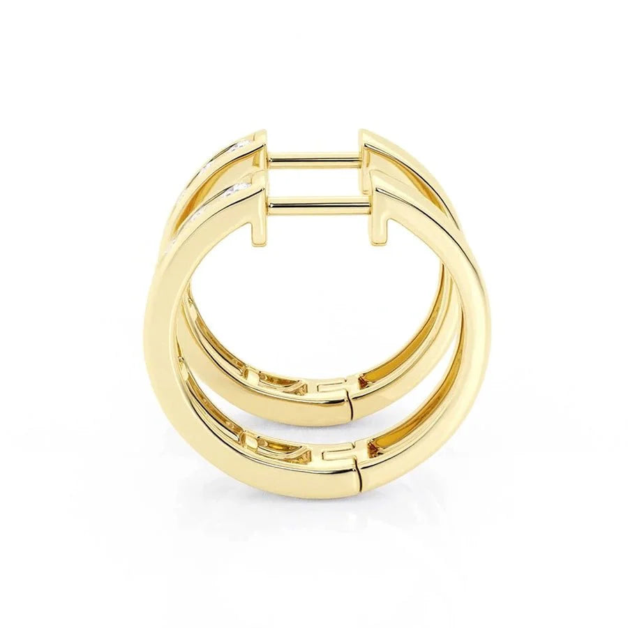 Moissanite Channel Hoop Earrings – Round Cut | Silver & Gold