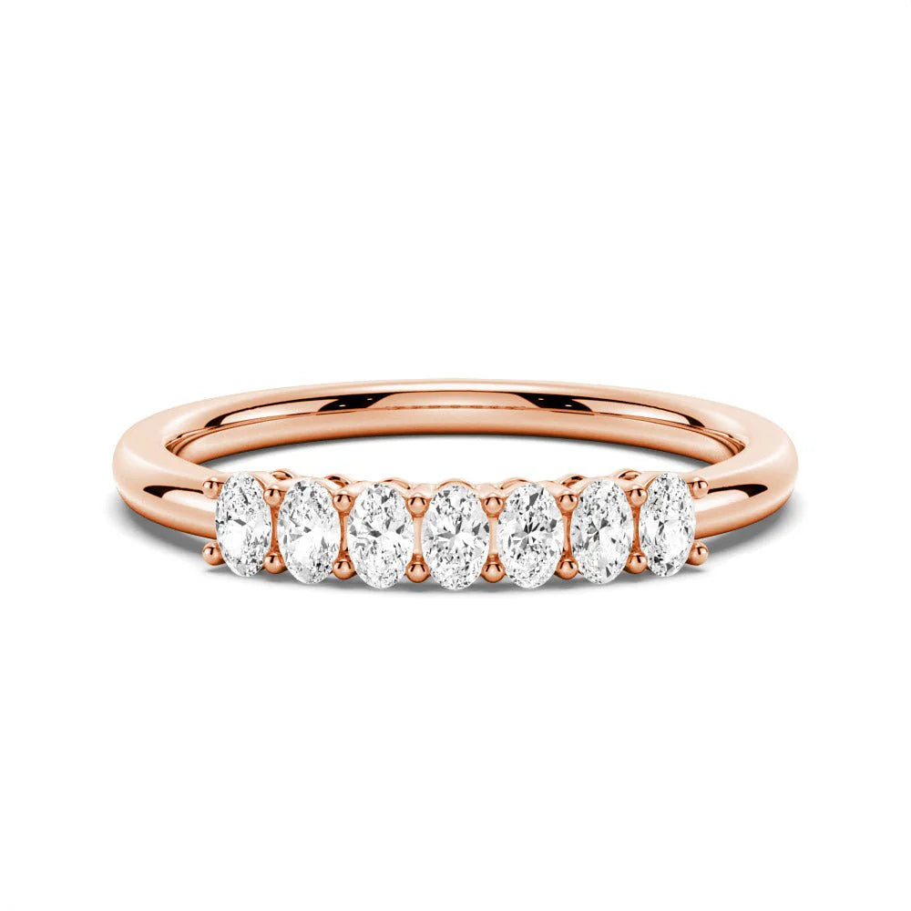 Closeup of Oval Cut Moissanite Eternity Ring