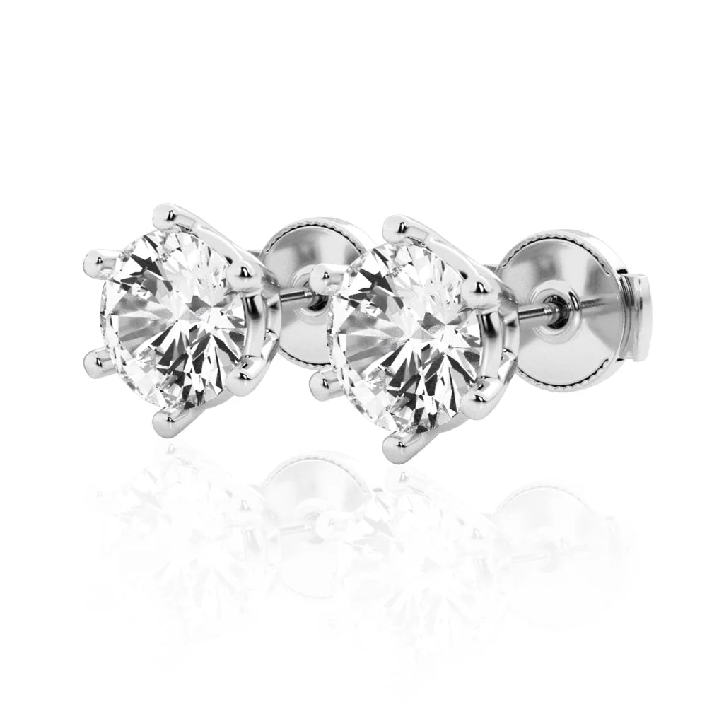 2CT Moissanite Stud Earrings in Platinum