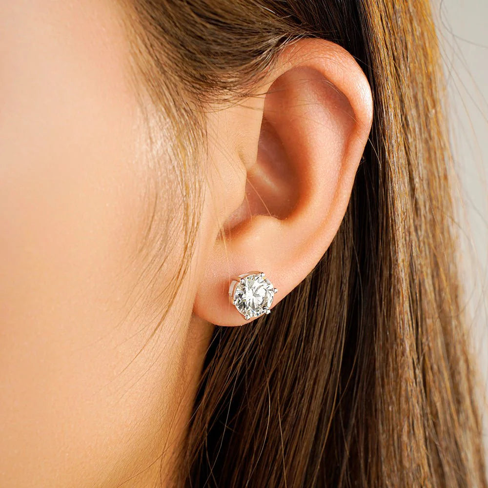Minimalist Moissanite Studs in Gold