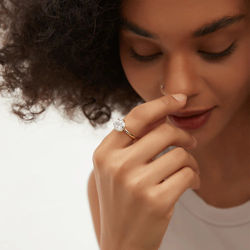 Elegant Solitaire Moissanite Ring with Secret Halo