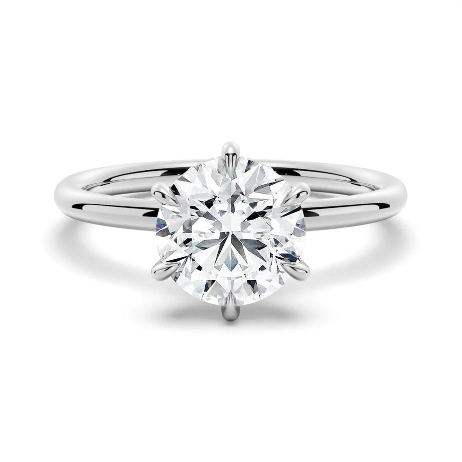 Six-Prong Round Moissanite Engagement Ring