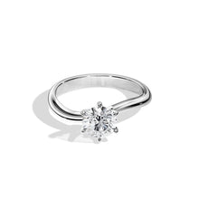 Load image into Gallery viewer, Minimalist Wave Band Moissanite Ring in Platinum