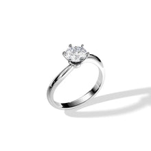 Load image into Gallery viewer, Wave-Style Engagement Ring with Round Moissanite