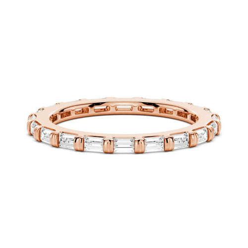 Stackable Baguette Moissanite Wedding Ring Platinum