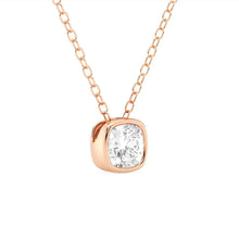 Load image into Gallery viewer, Cushion Cut Moissanite Necklace – Bezel Set Pendant | Silver &amp; Gold