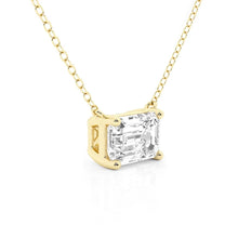 Load image into Gallery viewer, Emerald Cut Moissanite Pendant – Solitaire Necklace | Silver &amp; Gold