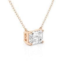 Load image into Gallery viewer, Emerald Cut Moissanite Pendant – Solitaire Necklace | Silver &amp; Gold