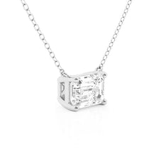 Load image into Gallery viewer, Emerald Cut Moissanite Pendant – Solitaire Necklace | Silver &amp; Gold