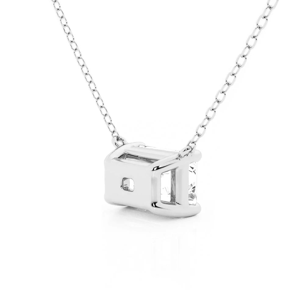 Emerald Cut Moissanite Pendant – Solitaire Necklace | Silver & Gold