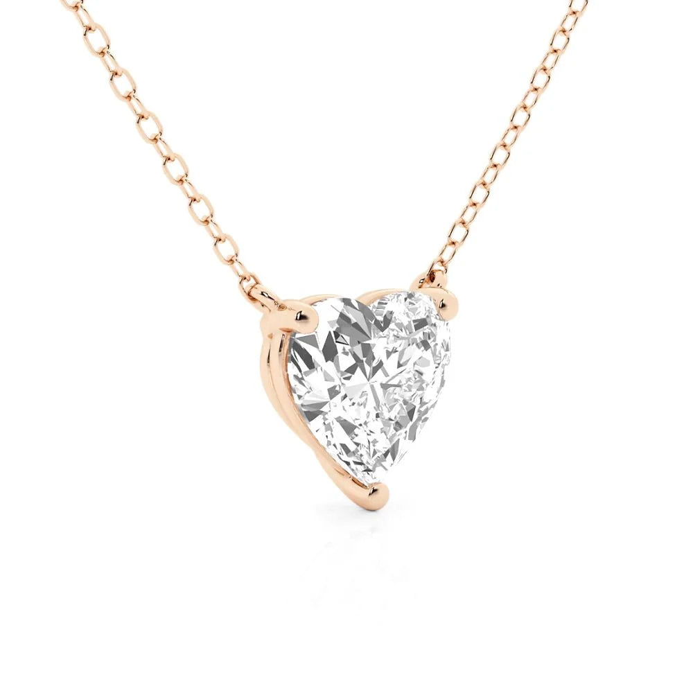 Heart Cut Moissanite Pendant – Solitaire Necklace | Silver & Gold
