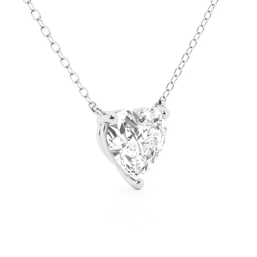 Heart Cut Moissanite Pendant – Solitaire Necklace | Silver & Gold
