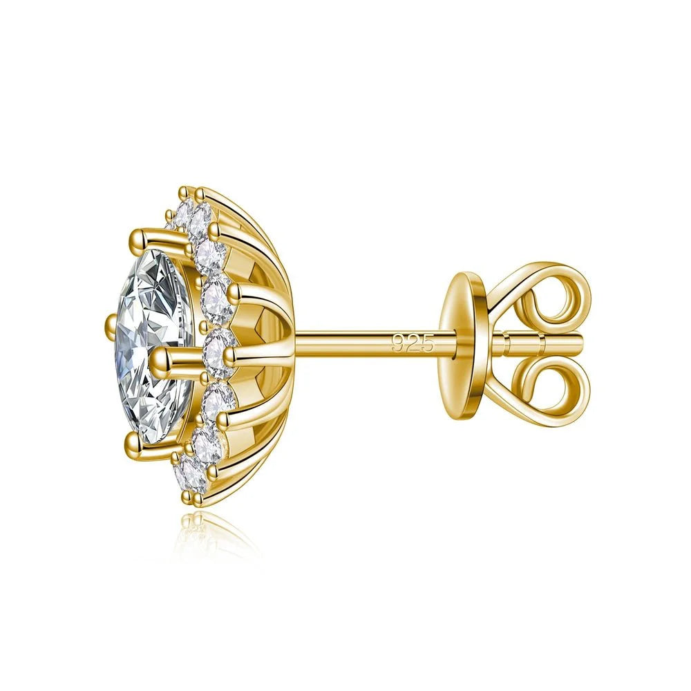 Dainty Sunflower Earrings with Sparkling Stones
