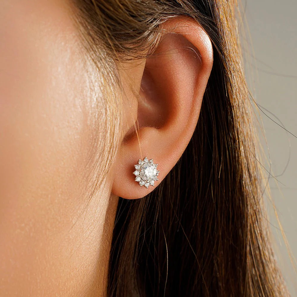 2.25CT Moissanite Floral Earrings