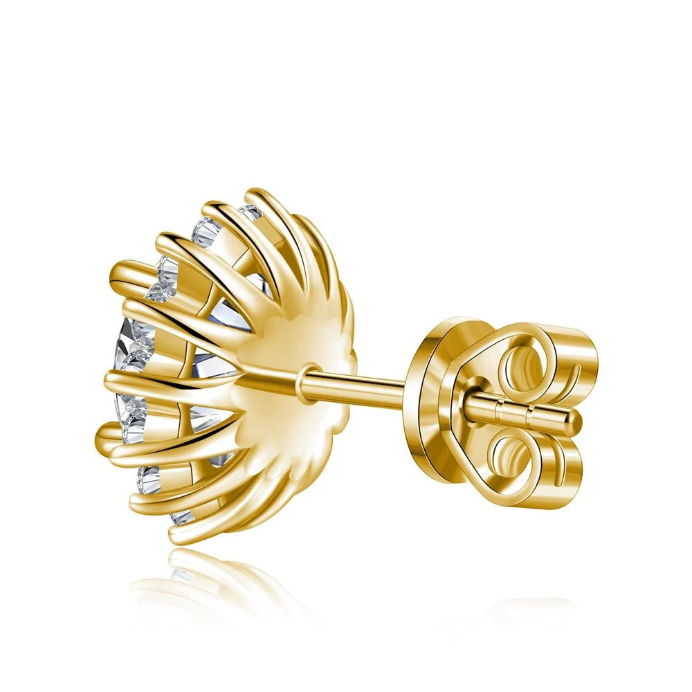 Round Cut Moissanite Studs in 14K Gold