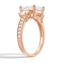 Load image into Gallery viewer, Three Stone Pavé Princess Cut Engagement Ring
