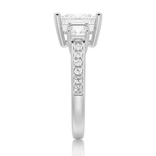 Load image into Gallery viewer, Three Stone Pavé Princess Cut Engagement Ring