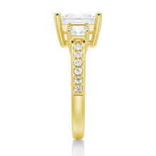 Load image into Gallery viewer, Three Stone Pavé Princess Cut Engagement Ring