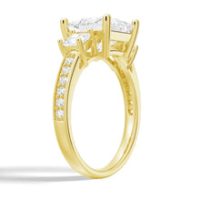Load image into Gallery viewer, Three Stone Pavé Princess Cut Engagement Ring