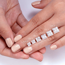 Load image into Gallery viewer, Three Stone Pavé Princess Cut Engagement Ring