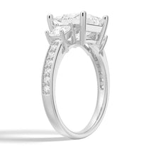 Load image into Gallery viewer, Three Stone Pavé Princess Cut Engagement Ring