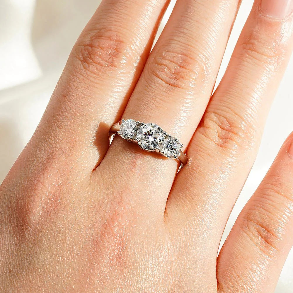 Symbolic Three Stone Wedding Band