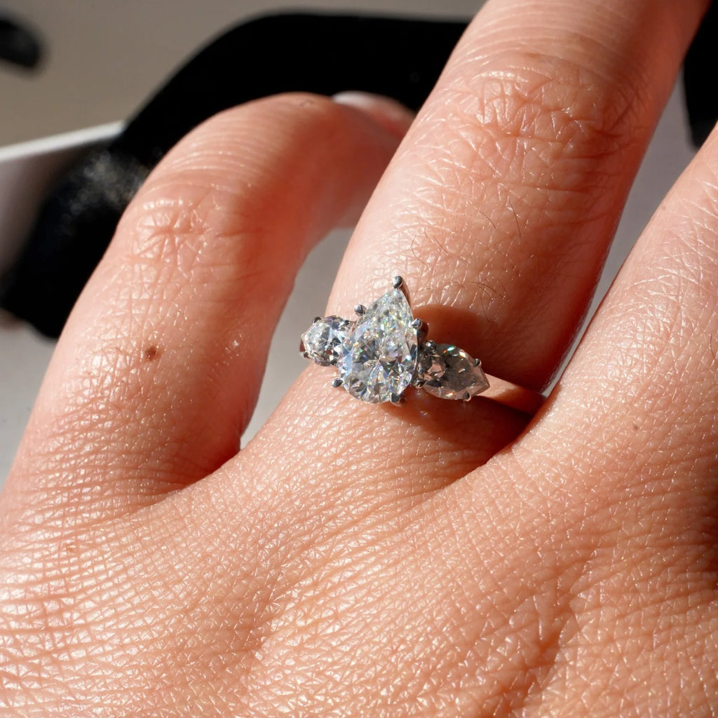 Close-Up of Prong Setting on Moissanite Ring