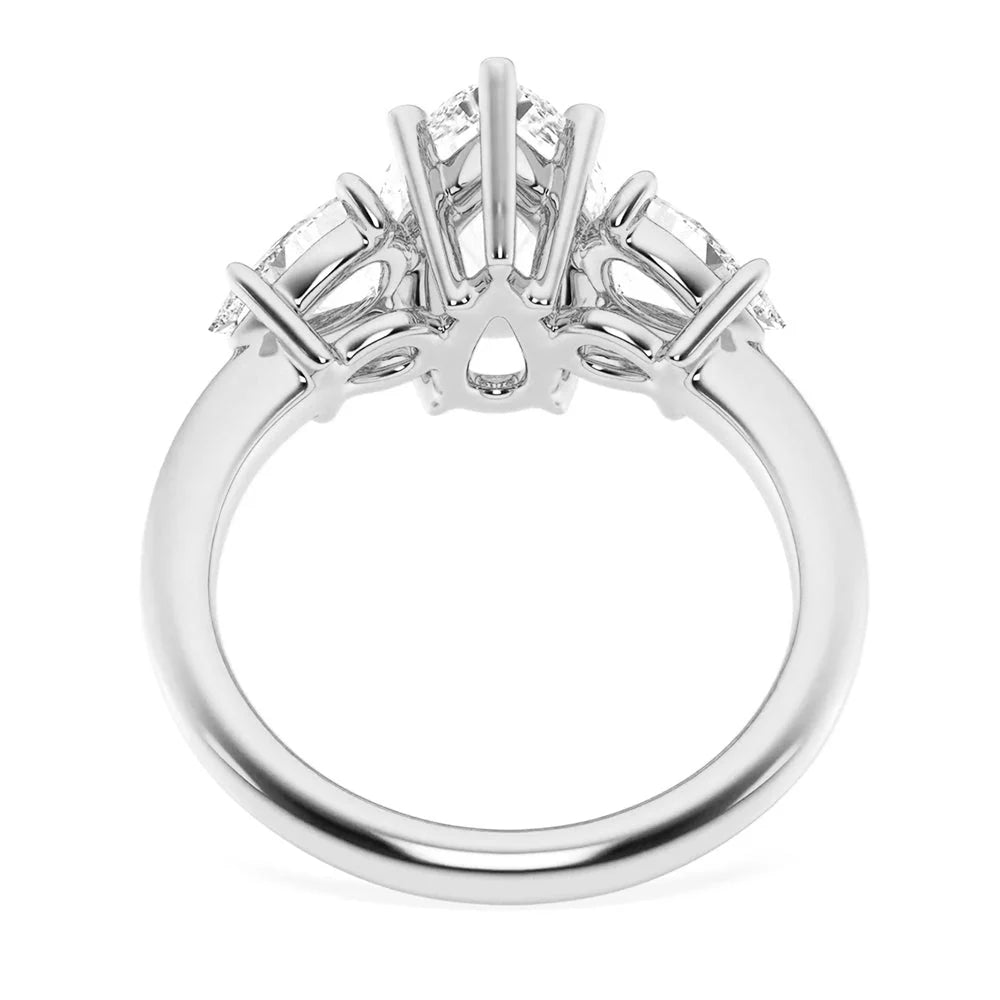 Elegant Three Stone Ring in 14K Gold