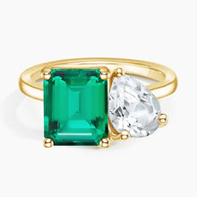 Load image into Gallery viewer, Toi et Moi Ring with Pear and Emerald Stones