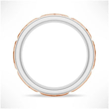 Load image into Gallery viewer, Two-Tone Hammered Men’s Wedding Band – Silver, Gold or Platinum Ring