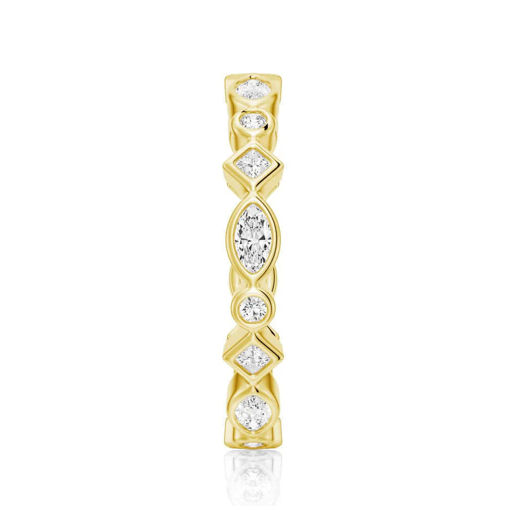 Unique Moissanite Wedding Band – Artistic Statement Eternity Ring