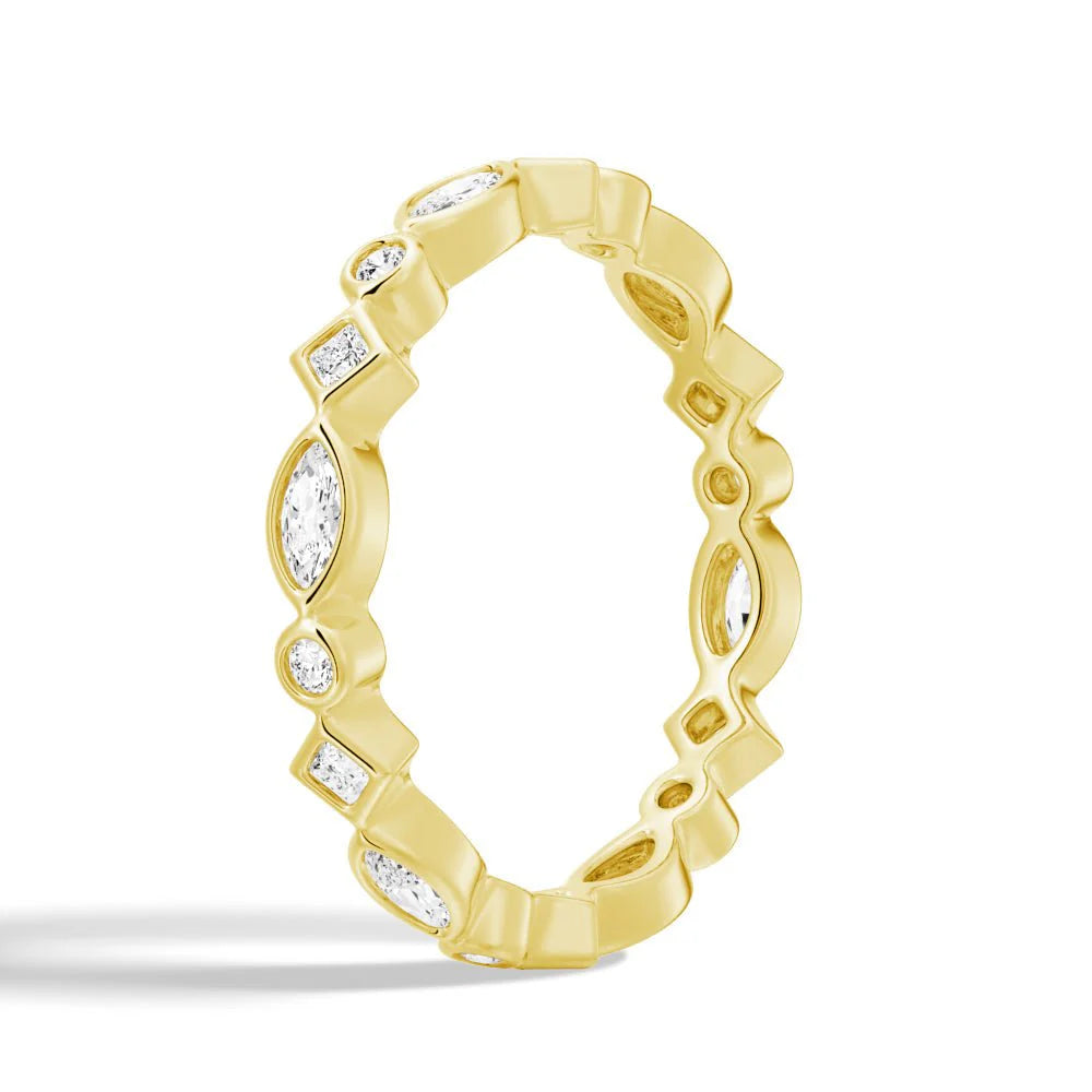 Unique Moissanite Wedding Band – Artistic Statement Eternity Ring