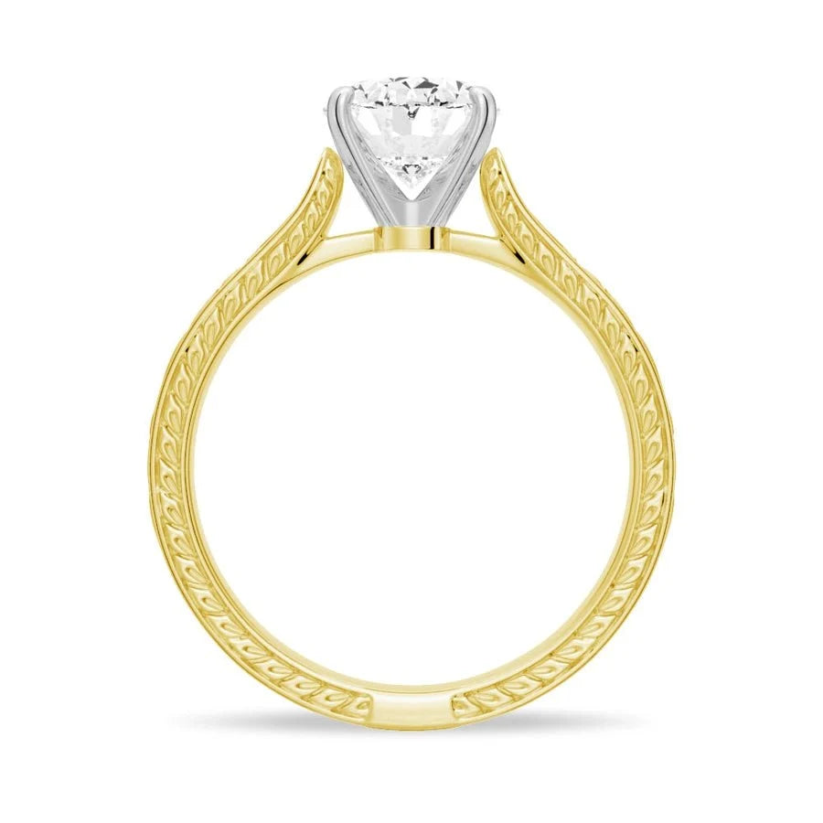 Vintage Oval Moissanite Engagement Ring With Milgrain Edges