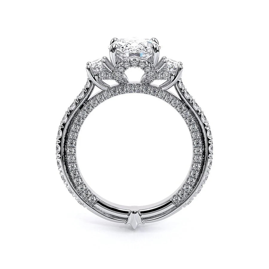 Vintage Three Stone Oval Cut Moissanite Engagement Ring